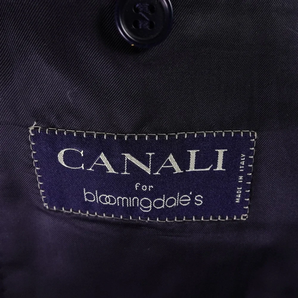 Canali Mens Silk Wool Blazer Grey Blue Check Made In Italy Size 54L Soft Carrer